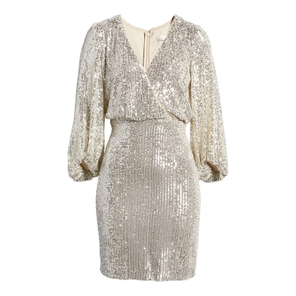Nwt Eliza J All Over Sequin Faux Wrap 